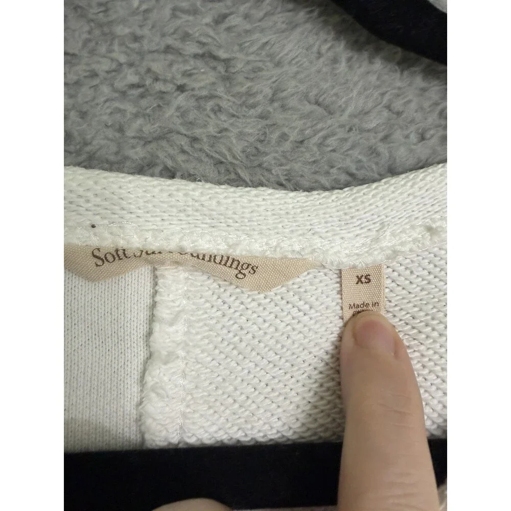 Soft surroundings Cream textured block colorblock sweatshirt Terry Cloth Size XS